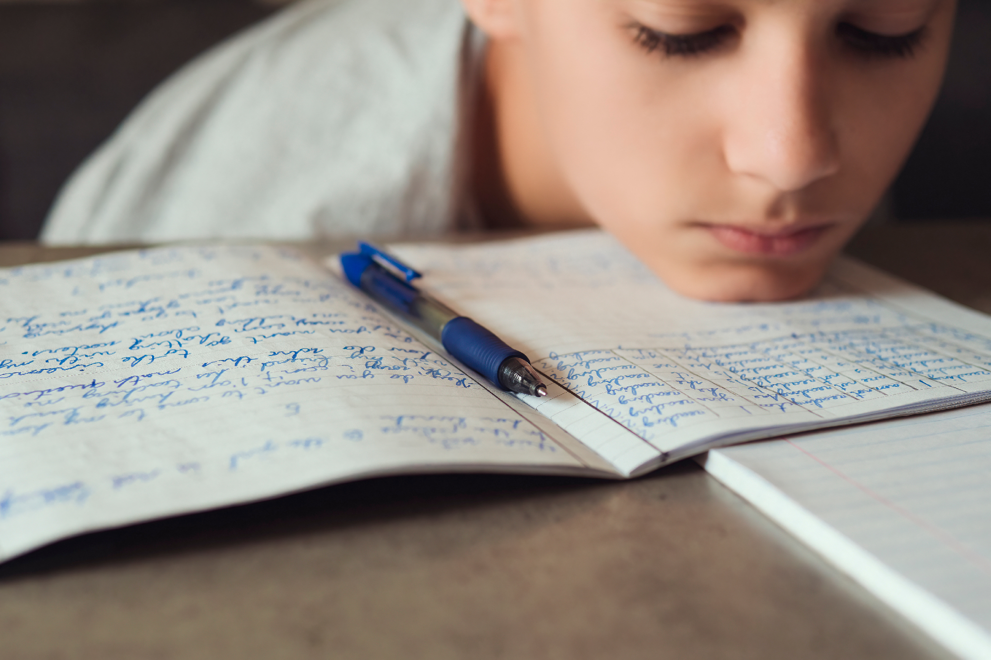 Ogólnopolski Test Dysleksji, materiały wysłane przez organizatora, dziecko odrabiajace zadanie domowe